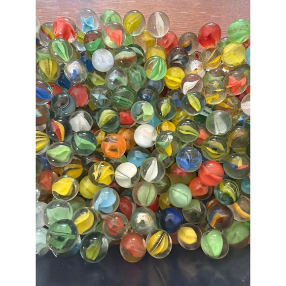 Other - 25 Count Mixed Glass Marbles Lot Vintage Modern Cats Eye Multicolor Bulk Assort